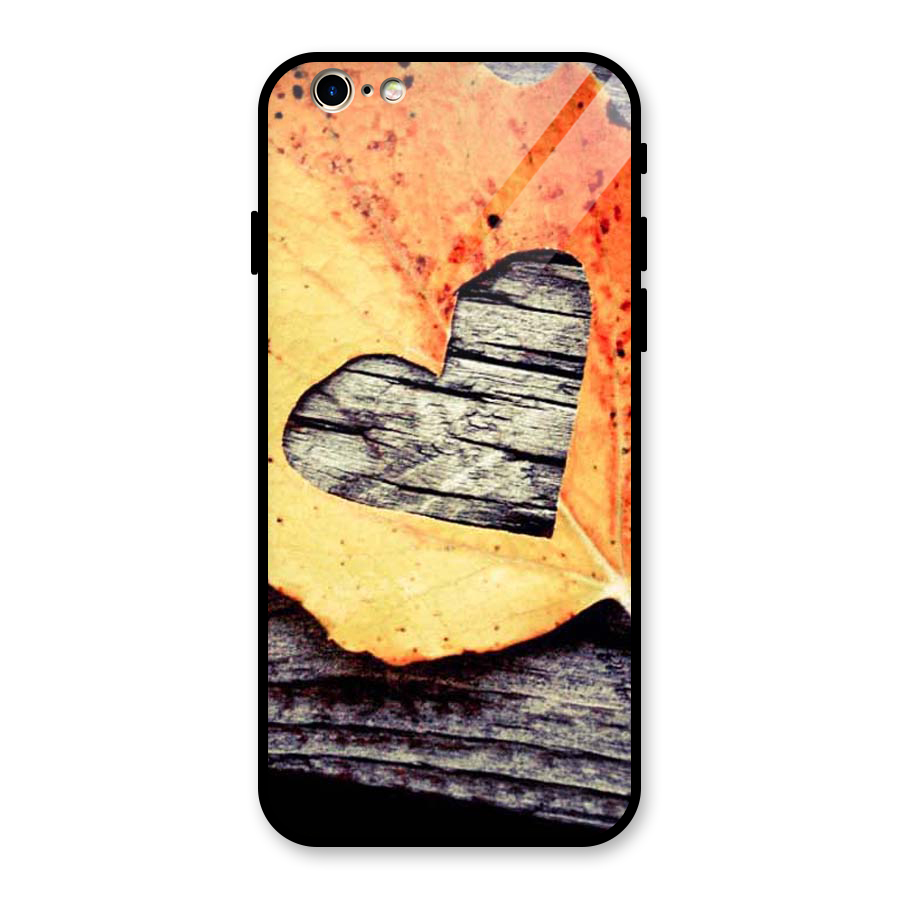 Wood Heart Leaf Glass Back Case for iPhone 6 6S