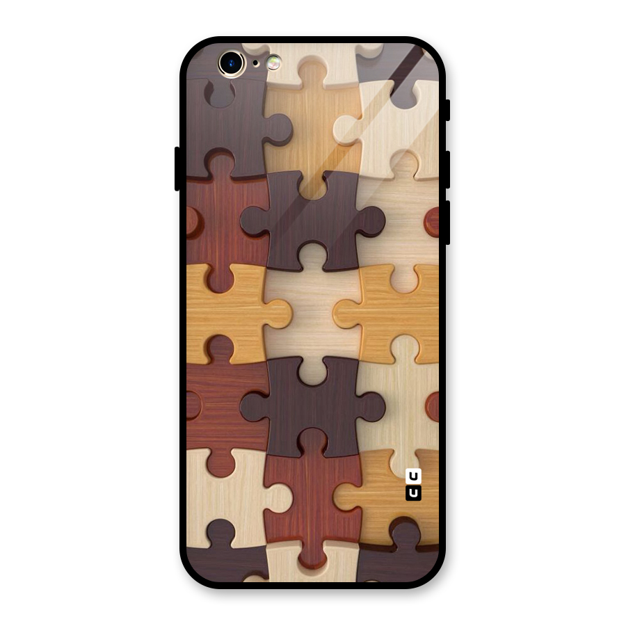 Wooden Puzzle (Printed) Glass Back Case for iPhone 6 6S