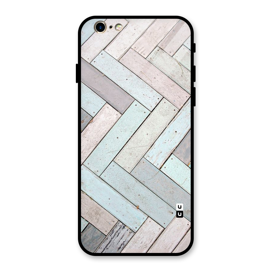Wooden ZigZag Design Glass Back Case for iPhone 6 6S