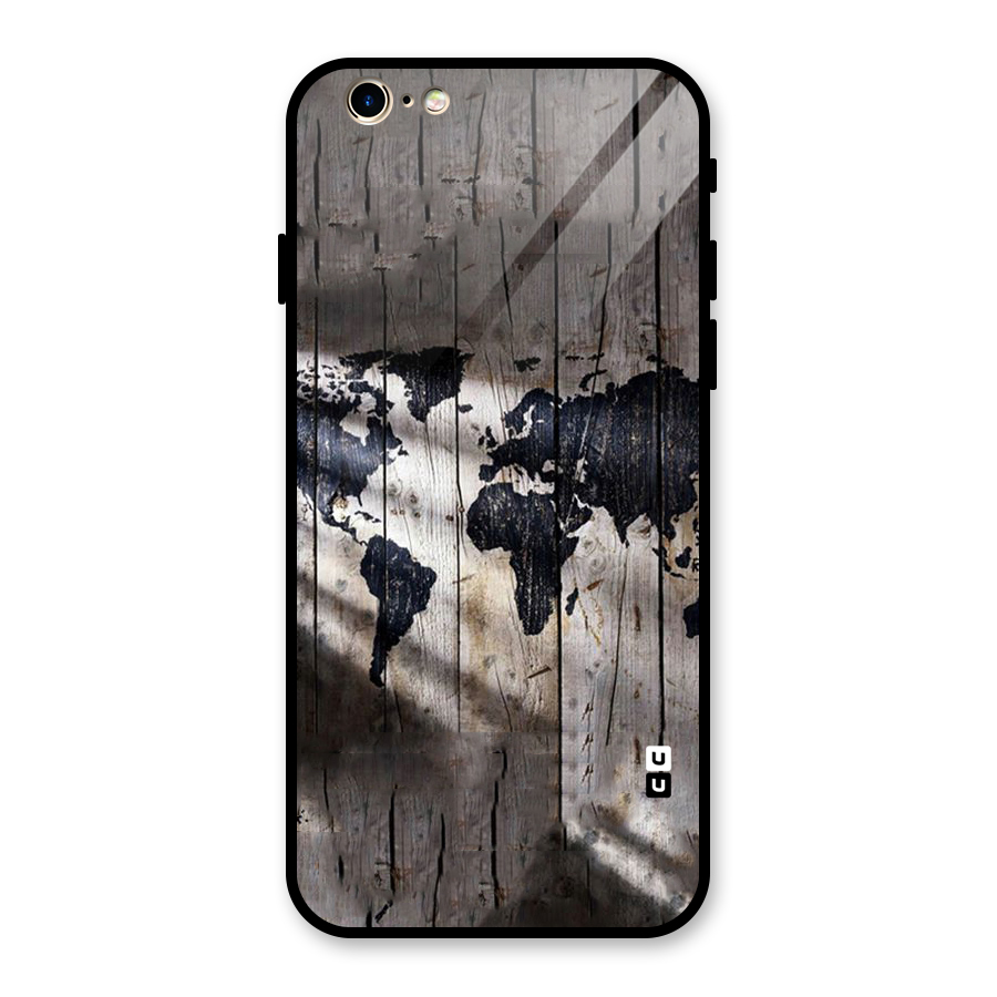 World Map Wood Design Glass Back Case for iPhone 6 6S