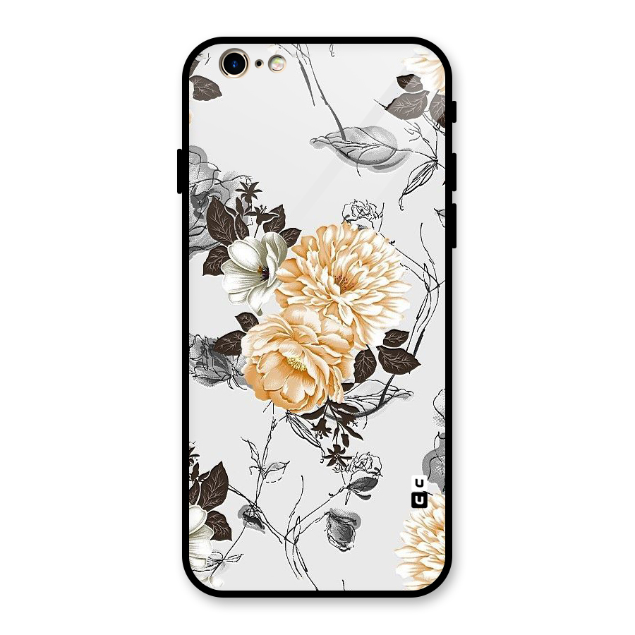 Yellow Floral Glass Back Case for iPhone 6 6S