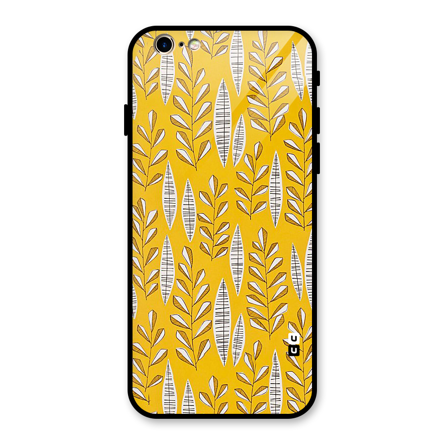 Yellow Leaf Pattern Glass Back Case for iPhone 6 6S