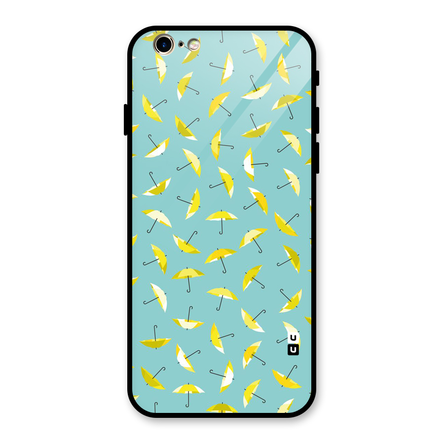 Yellow Umbrella Pattern Glass Back Case for iPhone 6 6S