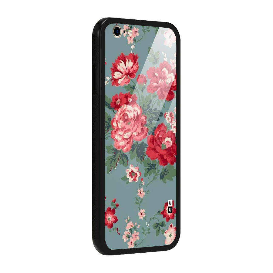 Aesthetic Floral Red Glass Back Case for iPhone 6 6S