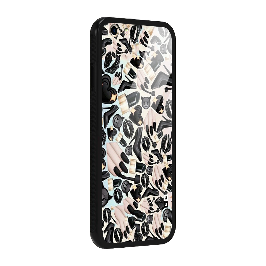 All Black Love Glass Back Case for iPhone 6 6S