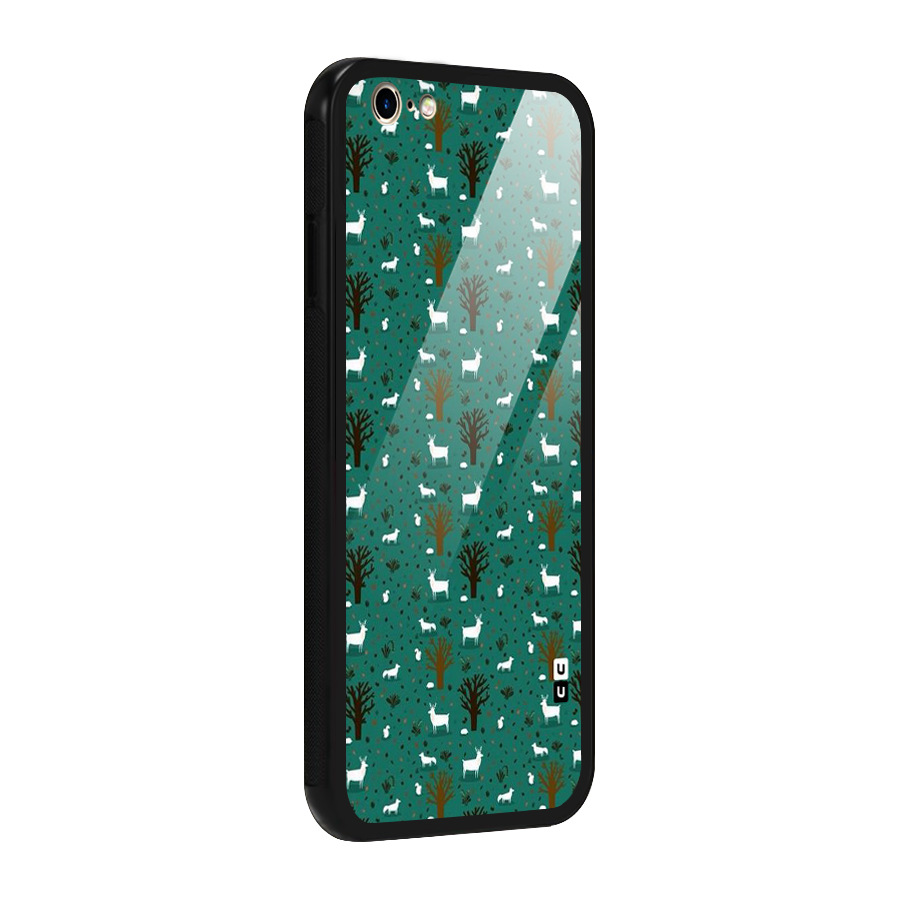 Animal Grass Pattern Glass Back Case for iPhone 6 6S