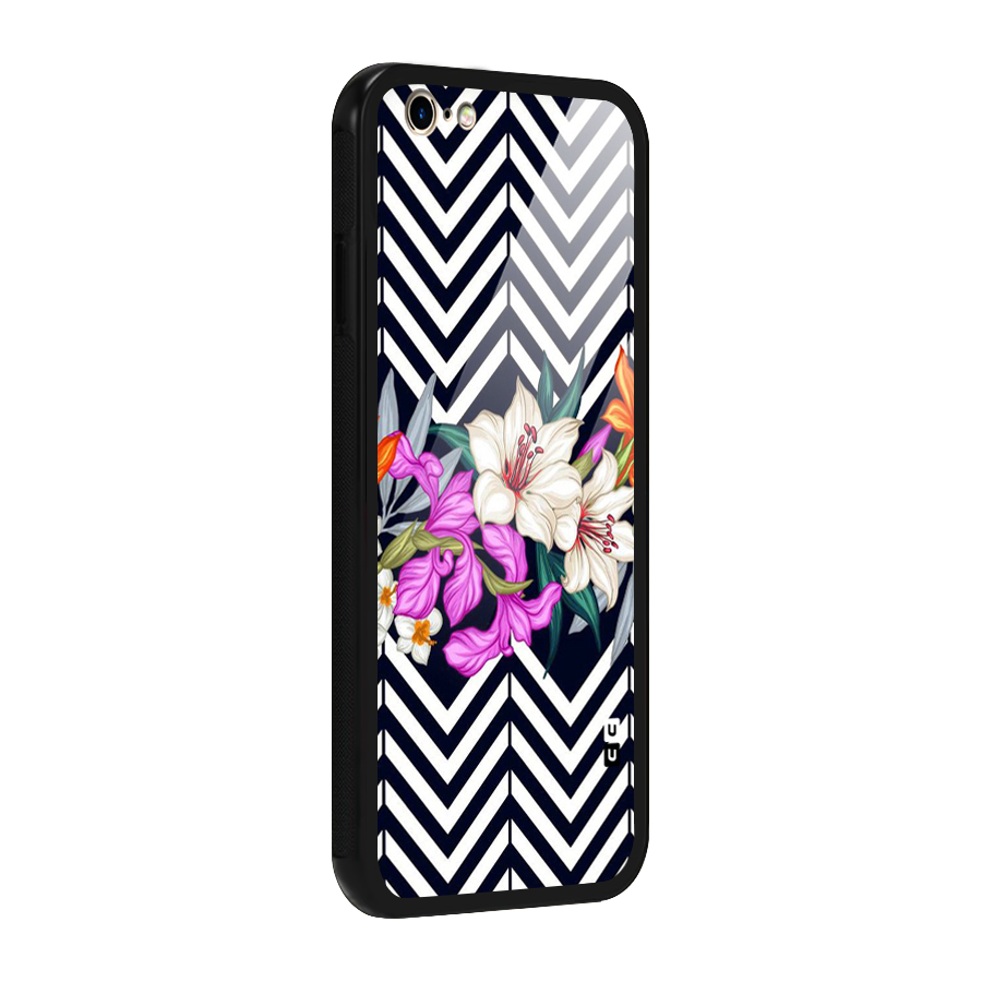 Artsy ZigZag Floral Glass Back Case for iPhone 6 6S