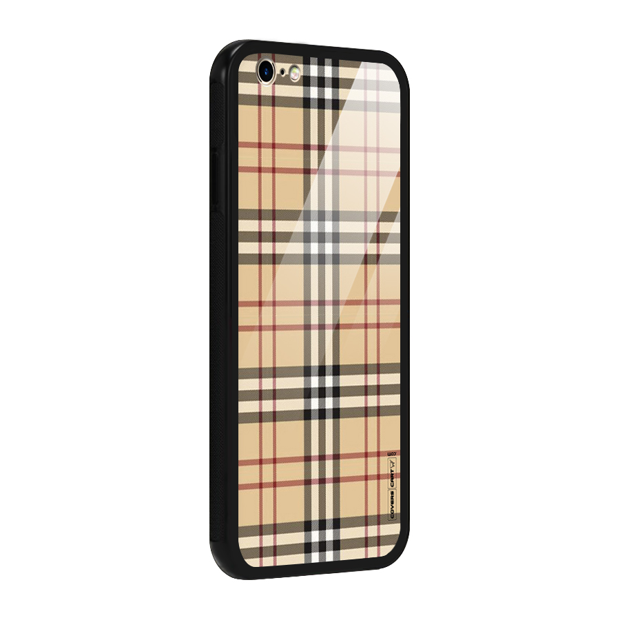 Beige Check Glass Back Case for iPhone 6 6S