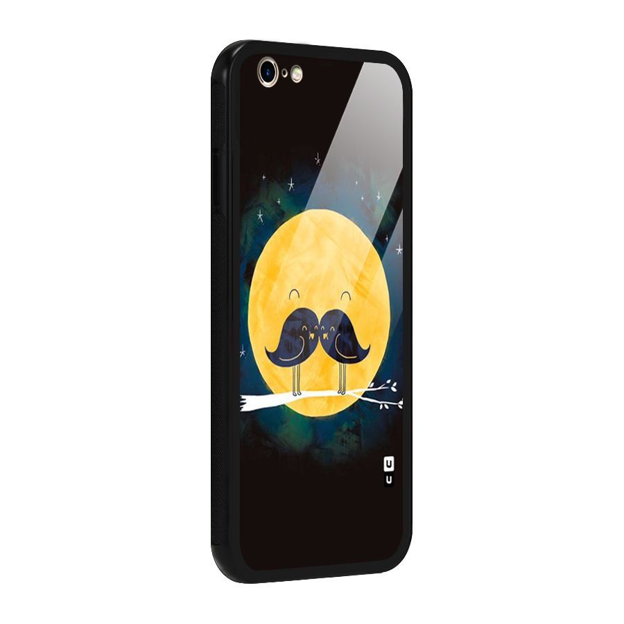 Bird Moustache Glass Back Case for iPhone 6 6S