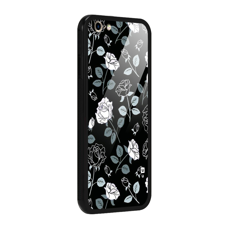 Black Artsy Bloom Glass Back Case for iPhone 6 6S
