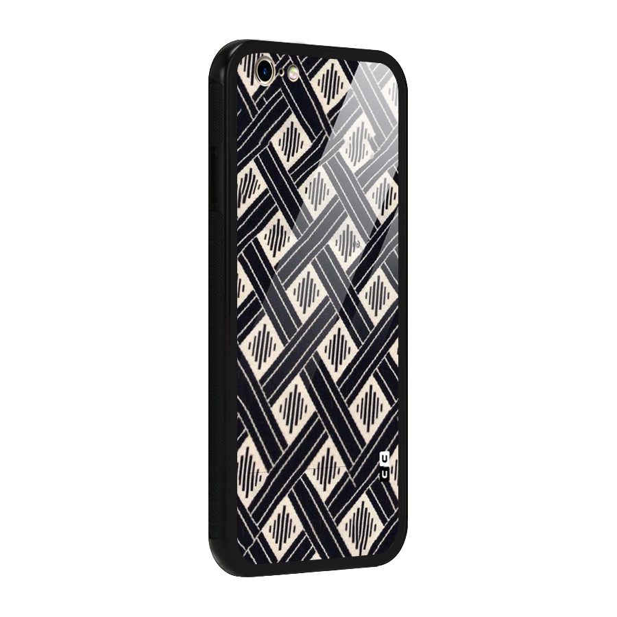 Black Beige Criscros Glass Back Case for iPhone 6 6S