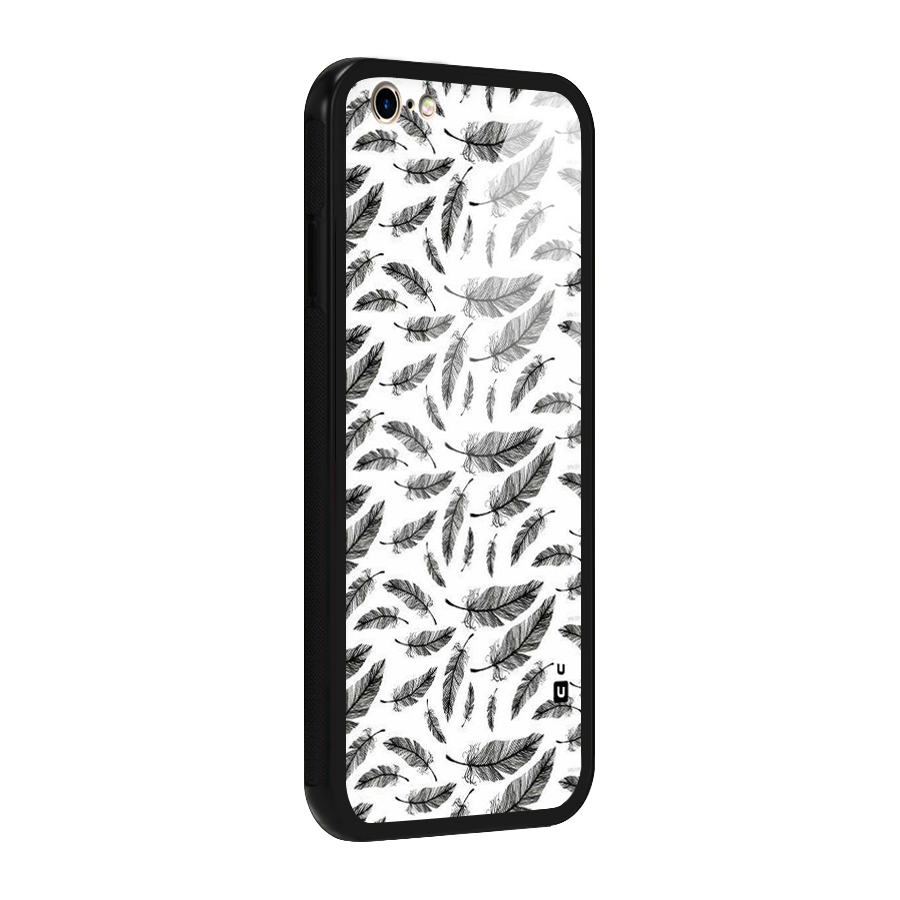 Black Feather Glass Back Case for iPhone 6 6S