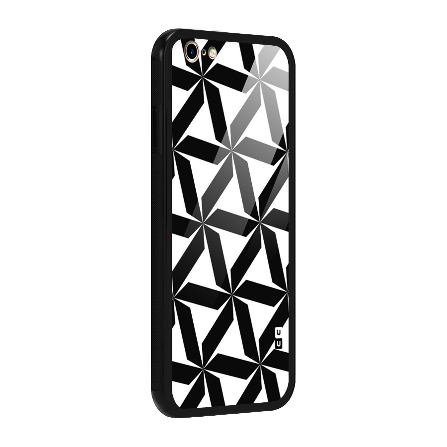Black White Fan Design Glass Back Case for iPhone 6 6S