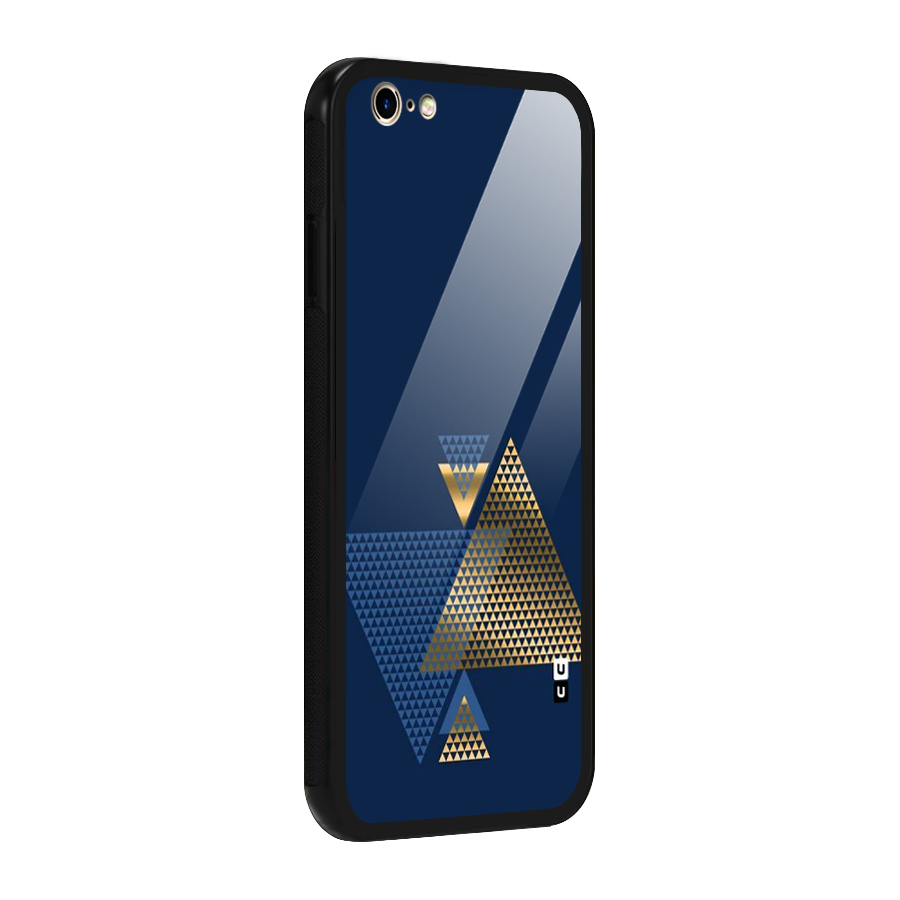 Blue Gold Triangles Glass Back Case for iPhone 6 6S