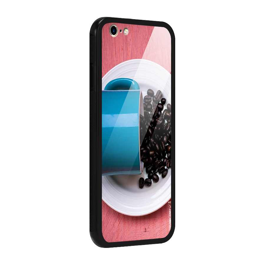 Blue Mug And Beans Glass Back Case for iPhone 6 6S