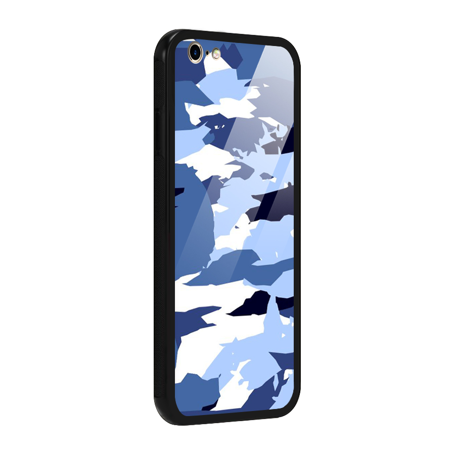 Blue White Canvas Glass Back Case for iPhone 6 6S