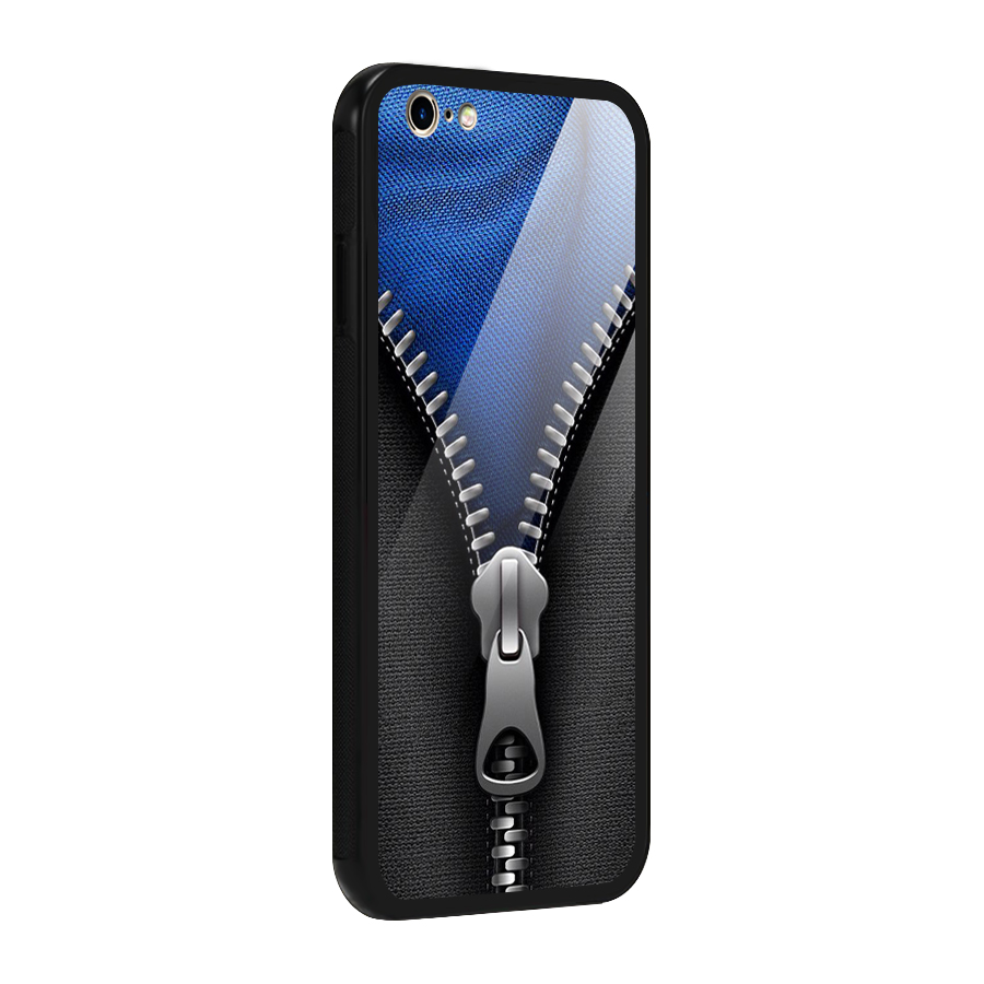 Blue Zipper Glass Back Case for iPhone 6 6S