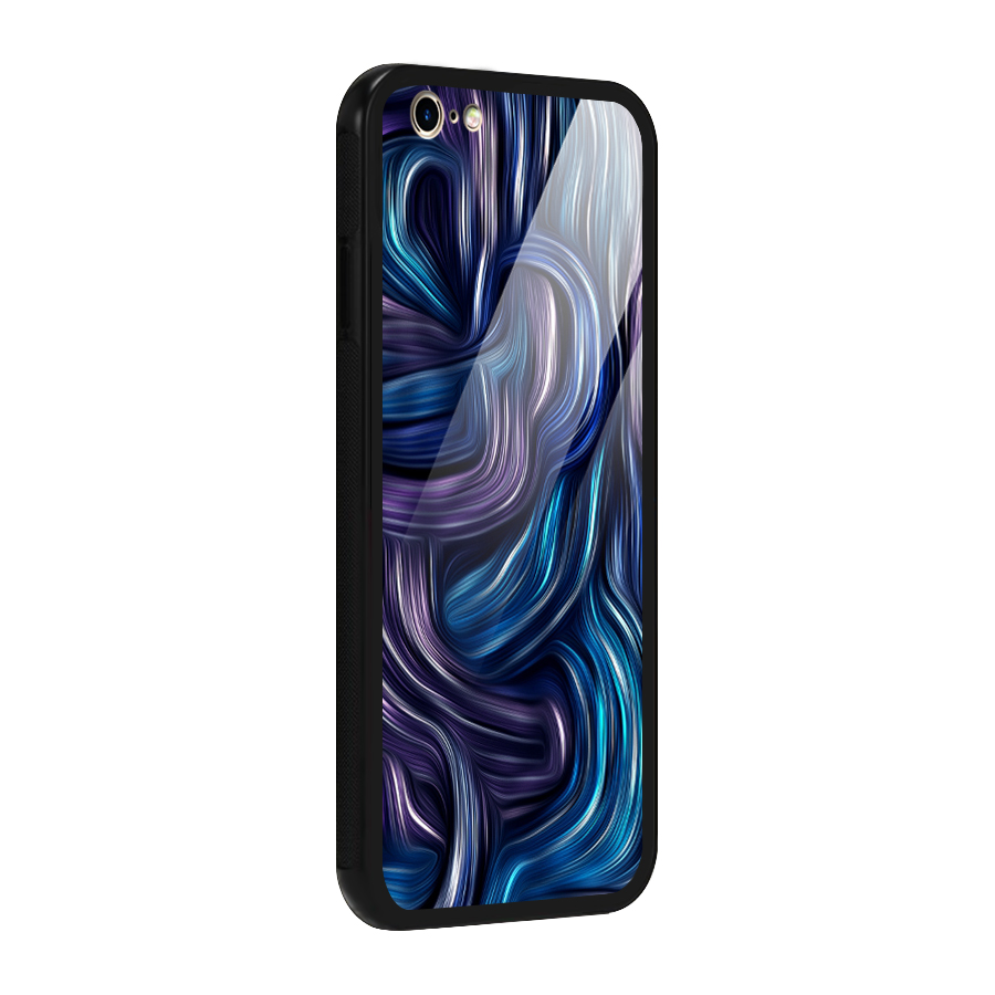 Blue and Purple Oil Paint Glass Back Case for iPhone 6 6S