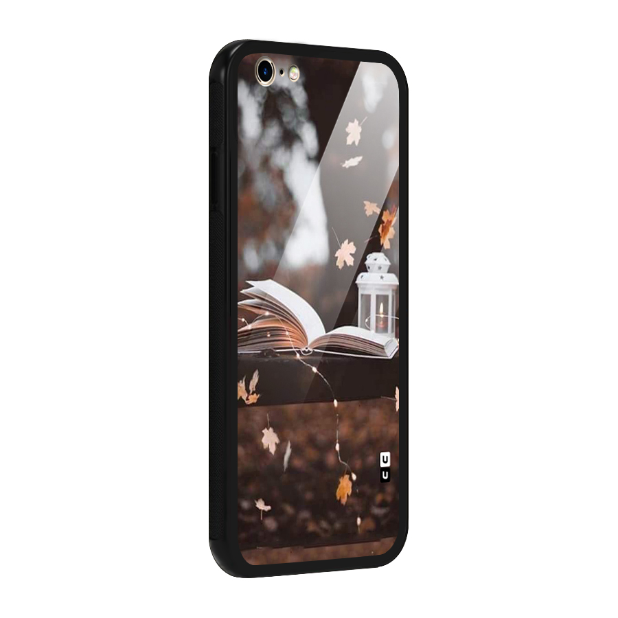 Book and Fall Leaves Glass Back Case for iPhone 6 6S