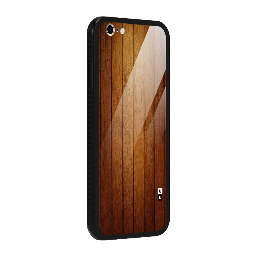 Brown Wood Design Glass Back Case for iPhone 6 6S