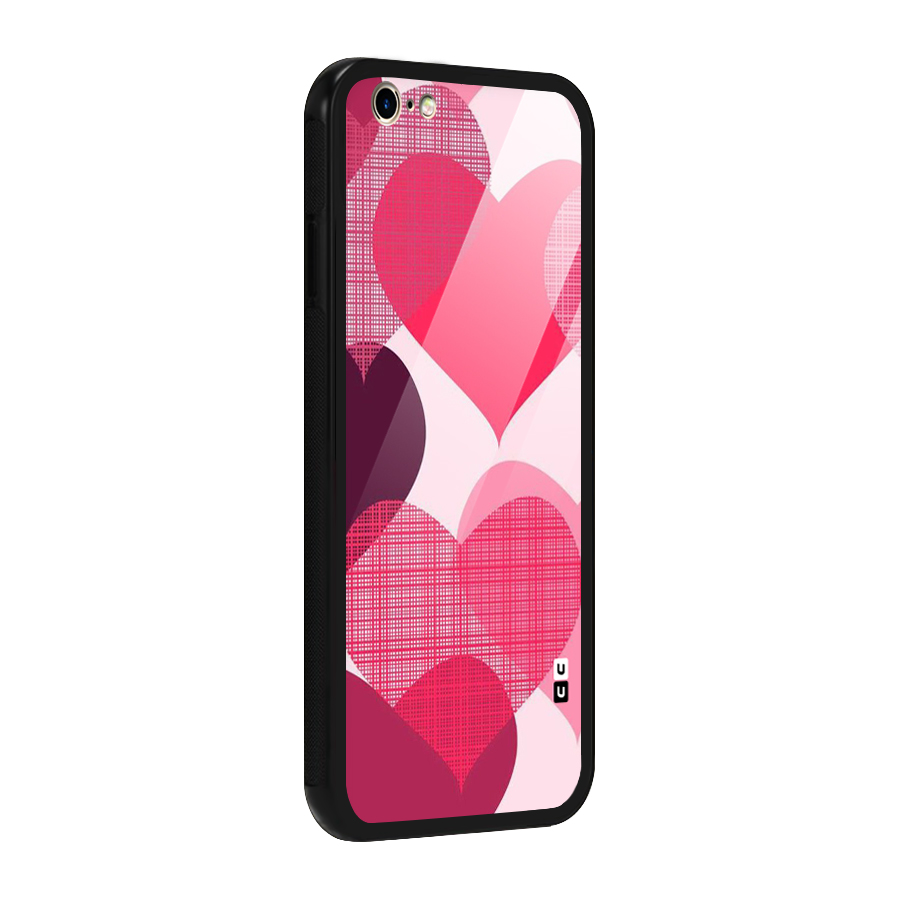 Check Pink Hearts Glass Back Case for iPhone 6 6S