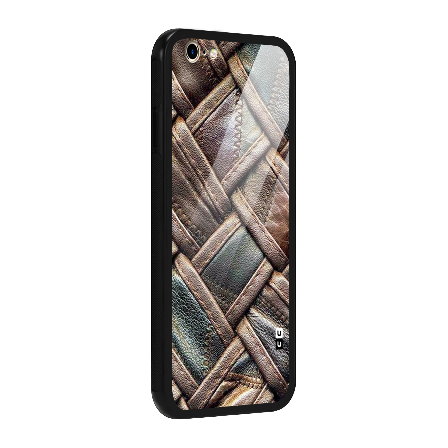 Classic Leather Belt Design Glass Back Case for iPhone 6 6S