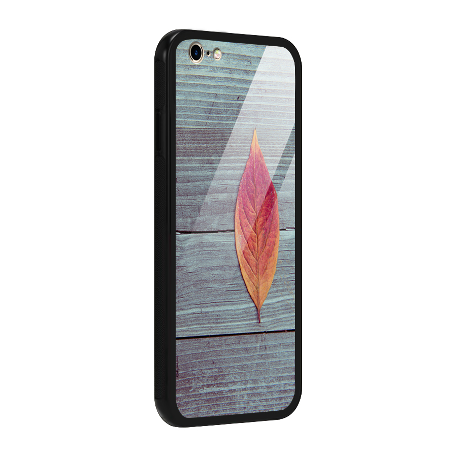 Classic Wood Leaf Glass Back Case for iPhone 6 6S