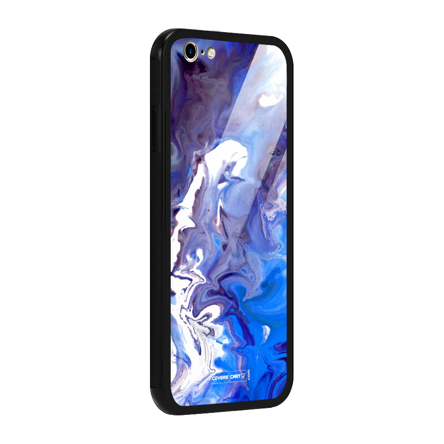 Cool Blue Marble Texture Glass Back Case for iPhone 6 6S