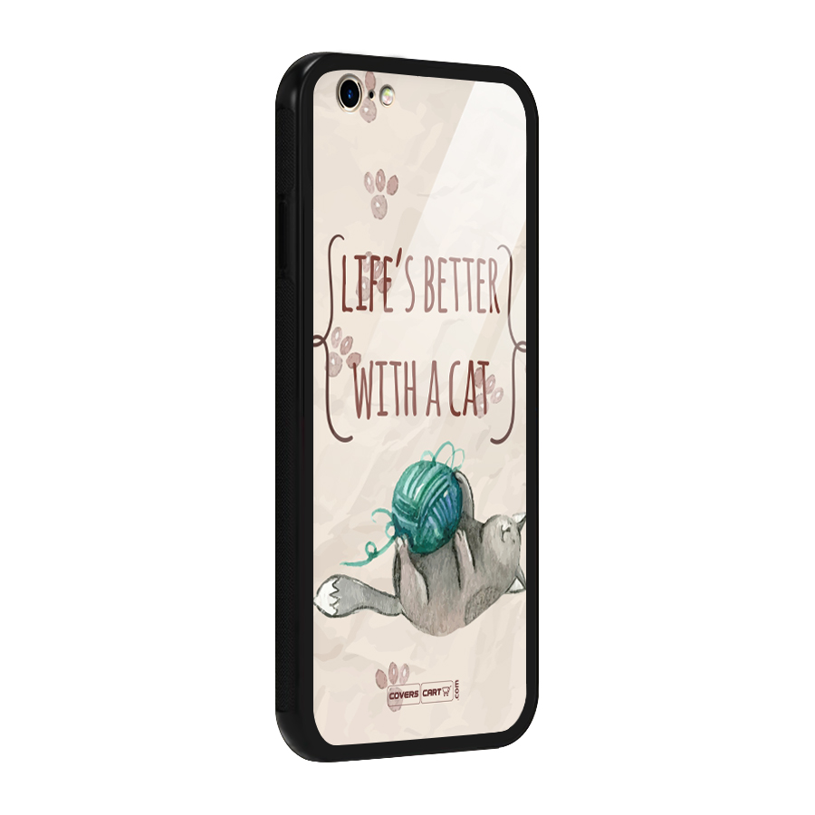 Cute Cat Glass Back Case for iPhone 6 6S