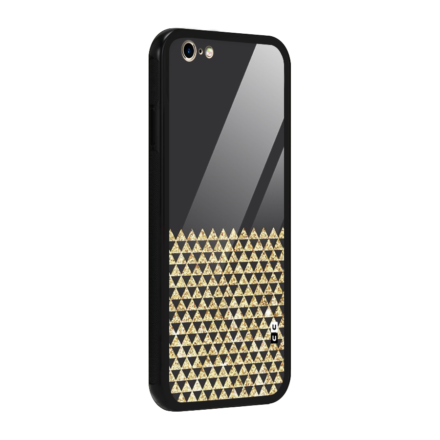 Dark Grey Golden Triangles Glass Back Case for iPhone 6 6S