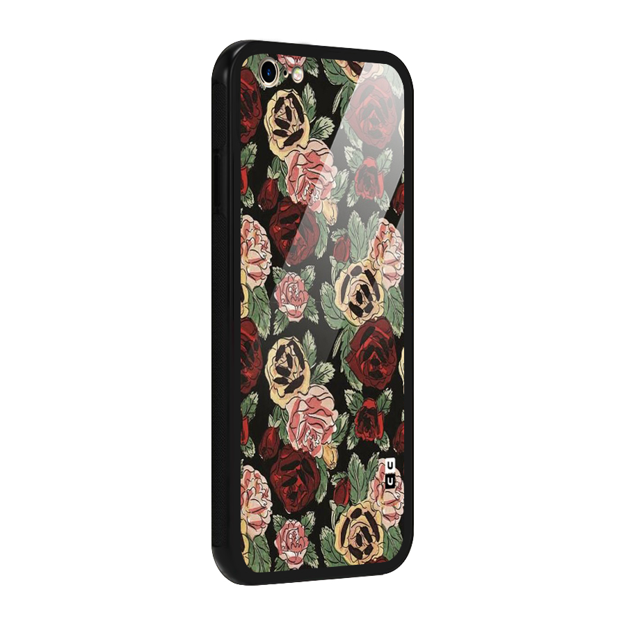 Dark Pastel Flowers Glass Back Case for iPhone 6 6S
