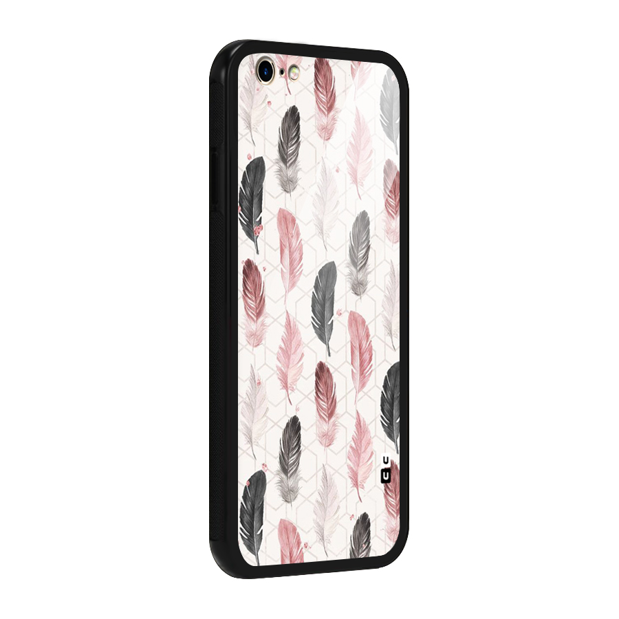 Feather Line Pattern Glass Back Case for iPhone 6 6S
