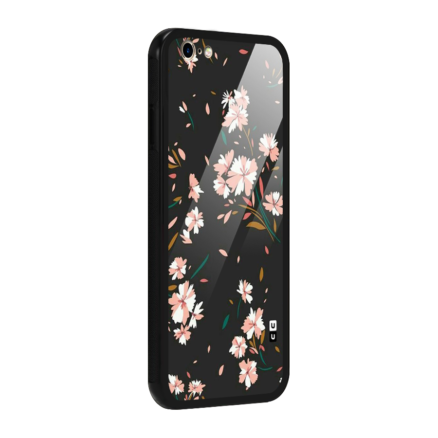 Floral Petals Peach Glass Back Case for iPhone 6 6S