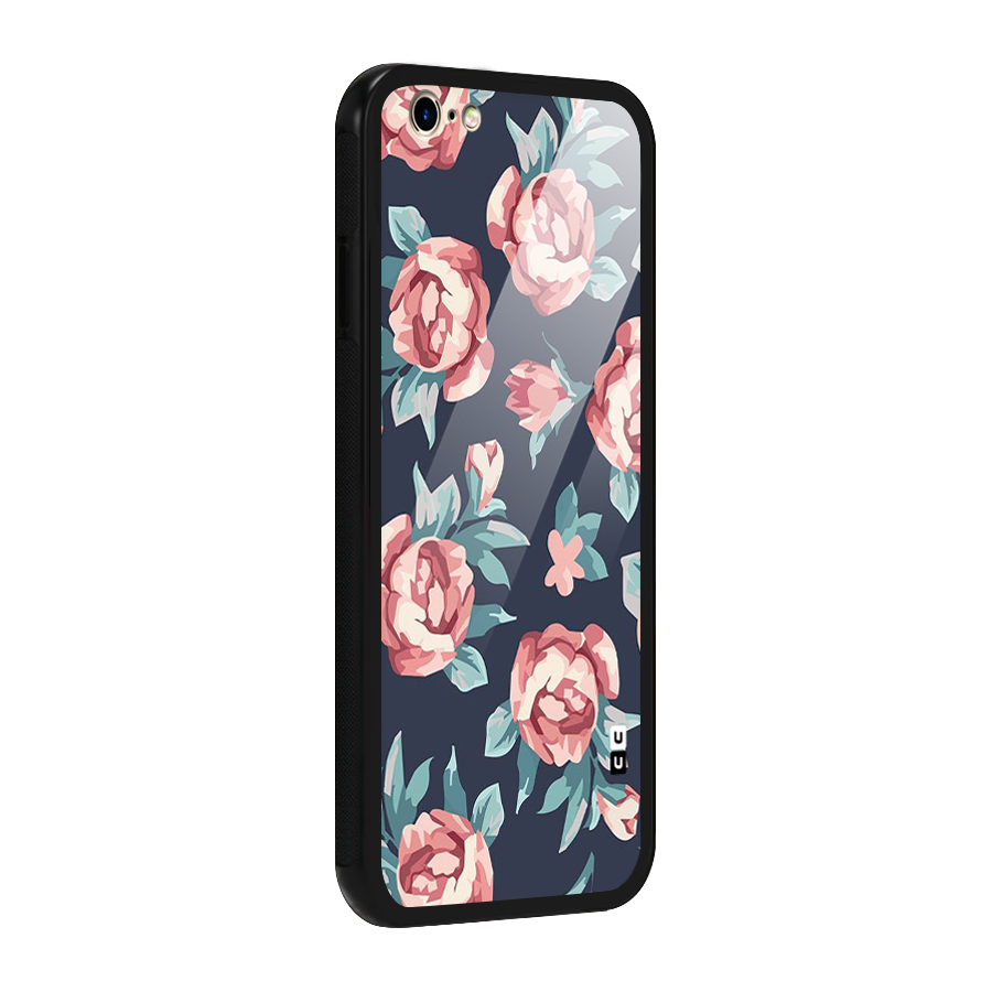 Flowers Painting Glass Back Case for iPhone 6 6S