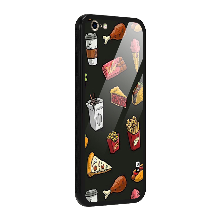 Foodie Pattern Glass Back Case for iPhone 6 6S