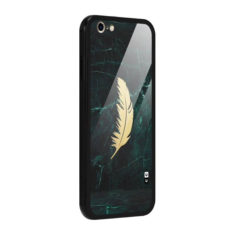 Golden Leaf Glass Back Case for iPhone 6 6S