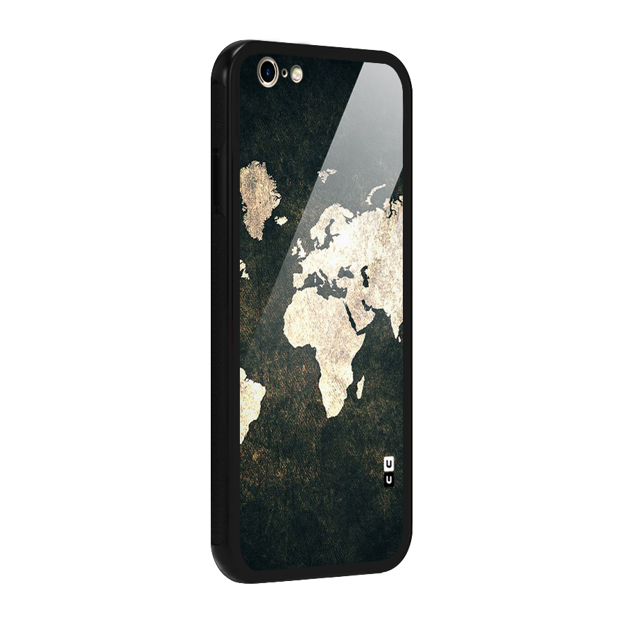 Green Gold Map Design Glass Back Case for iPhone 6 6S