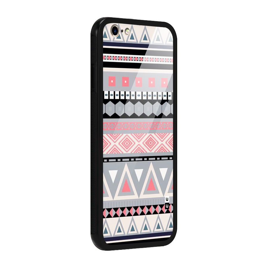 Grey Pink Pattern Glass Back Case for iPhone 6 6S
