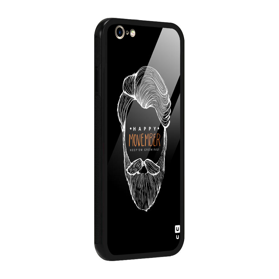 Happy Movember Black Glass Back Case for iPhone 6 6S