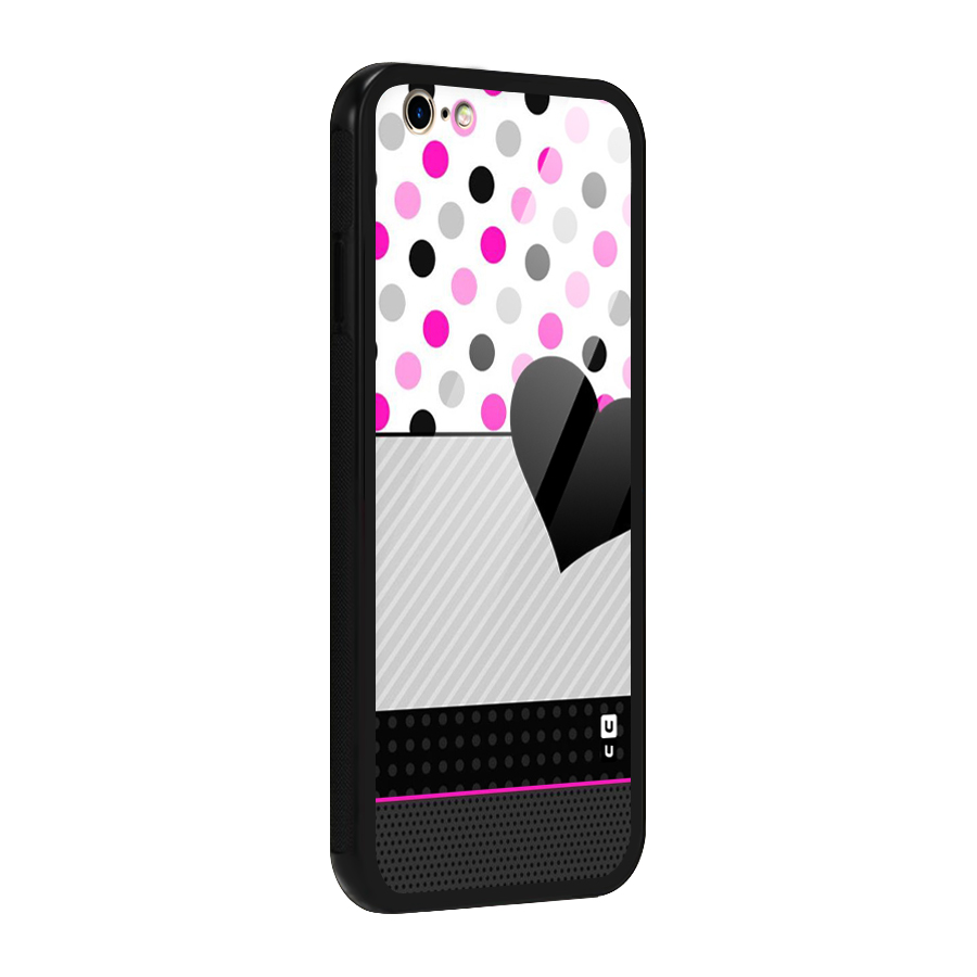 Heart Polka Stripes Glass Back Case for iPhone 6 6S