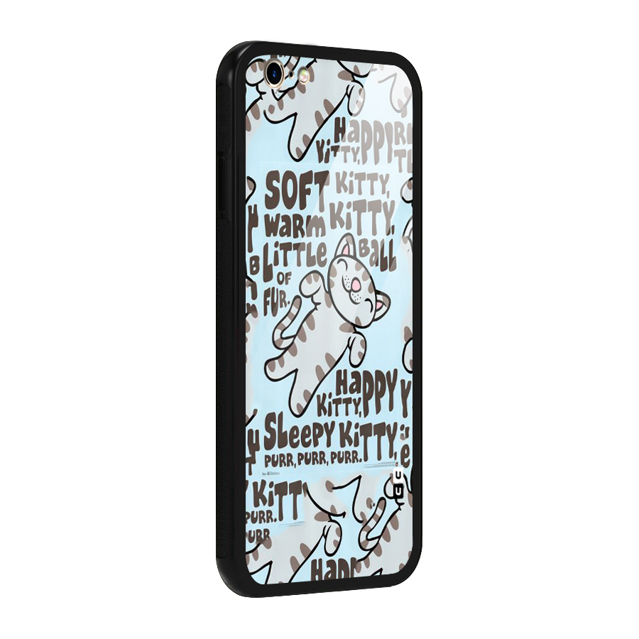 Kitty Pattern Glass Back Case for iPhone 6 6S