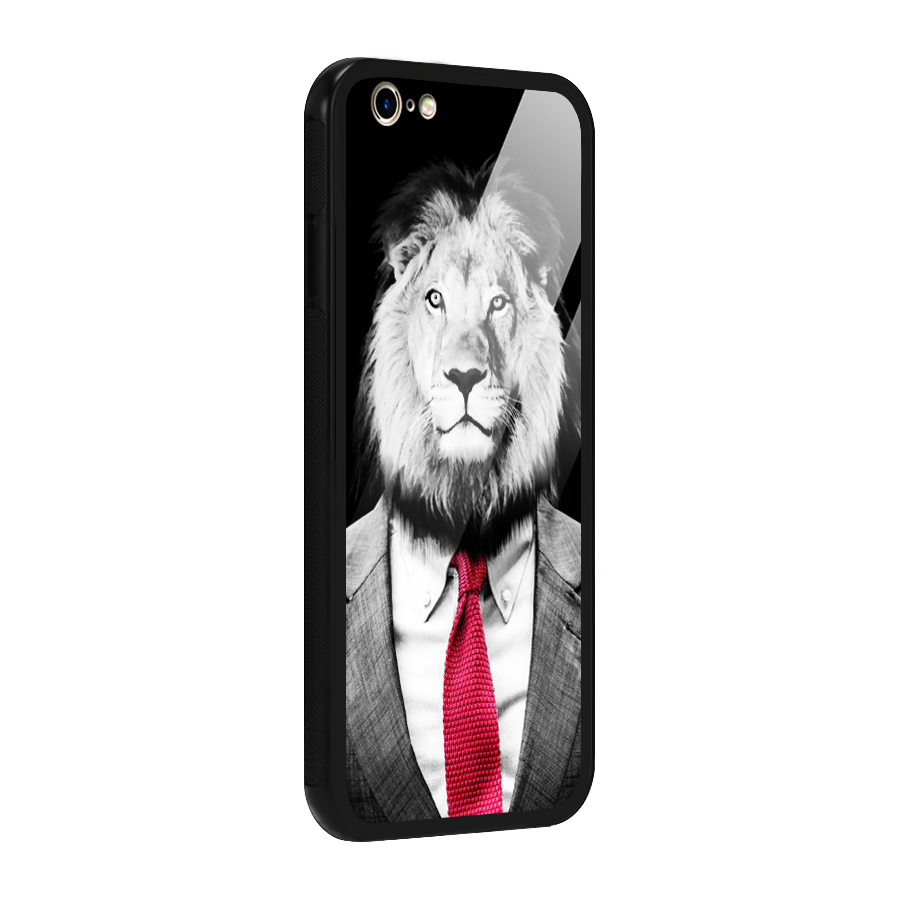 Lion with Red Tie Glass Back Case for iPhone 6 6S