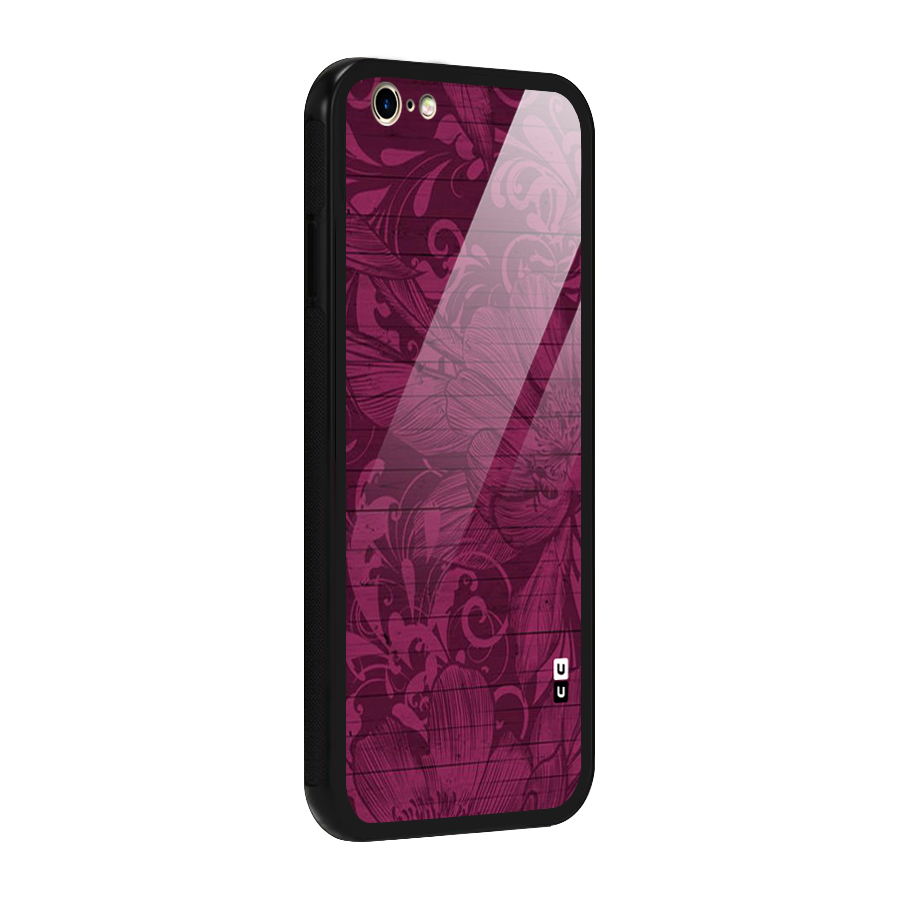 Magenta Floral Pattern Glass Back Case for iPhone 6 6S