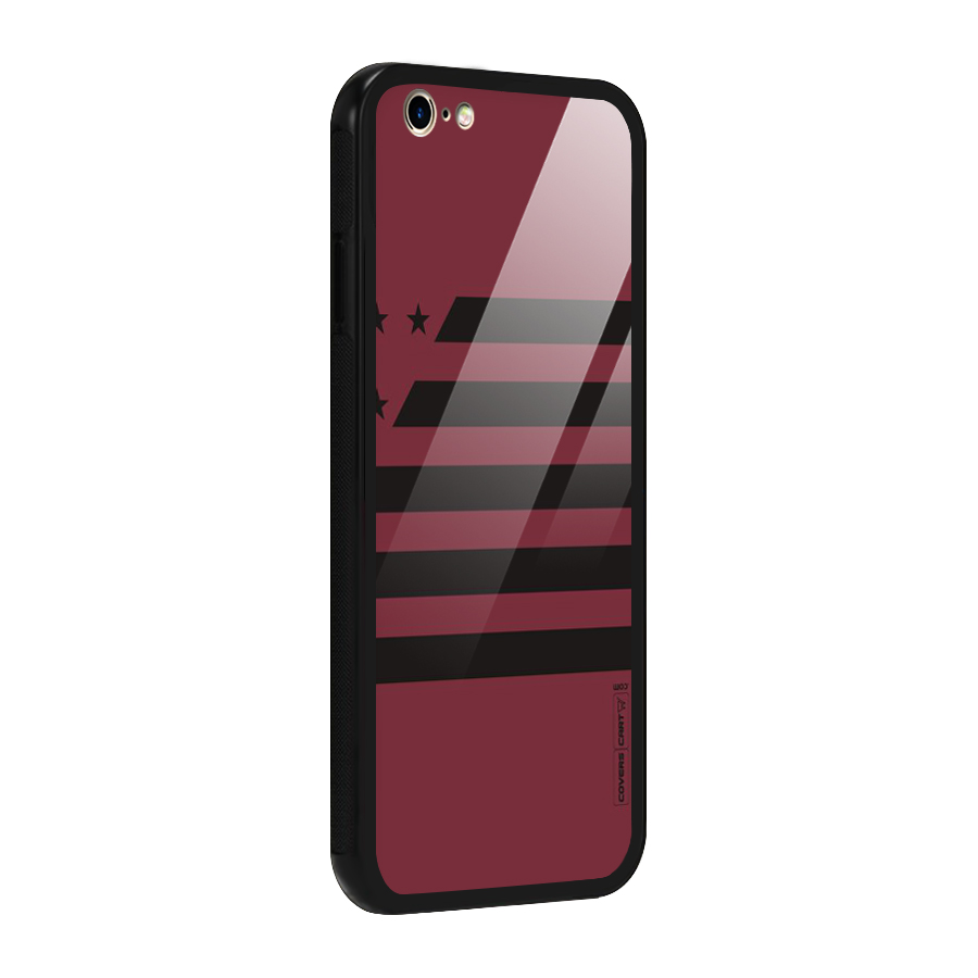 Maroon Star Striped Glass Back Case for iPhone 6 6S