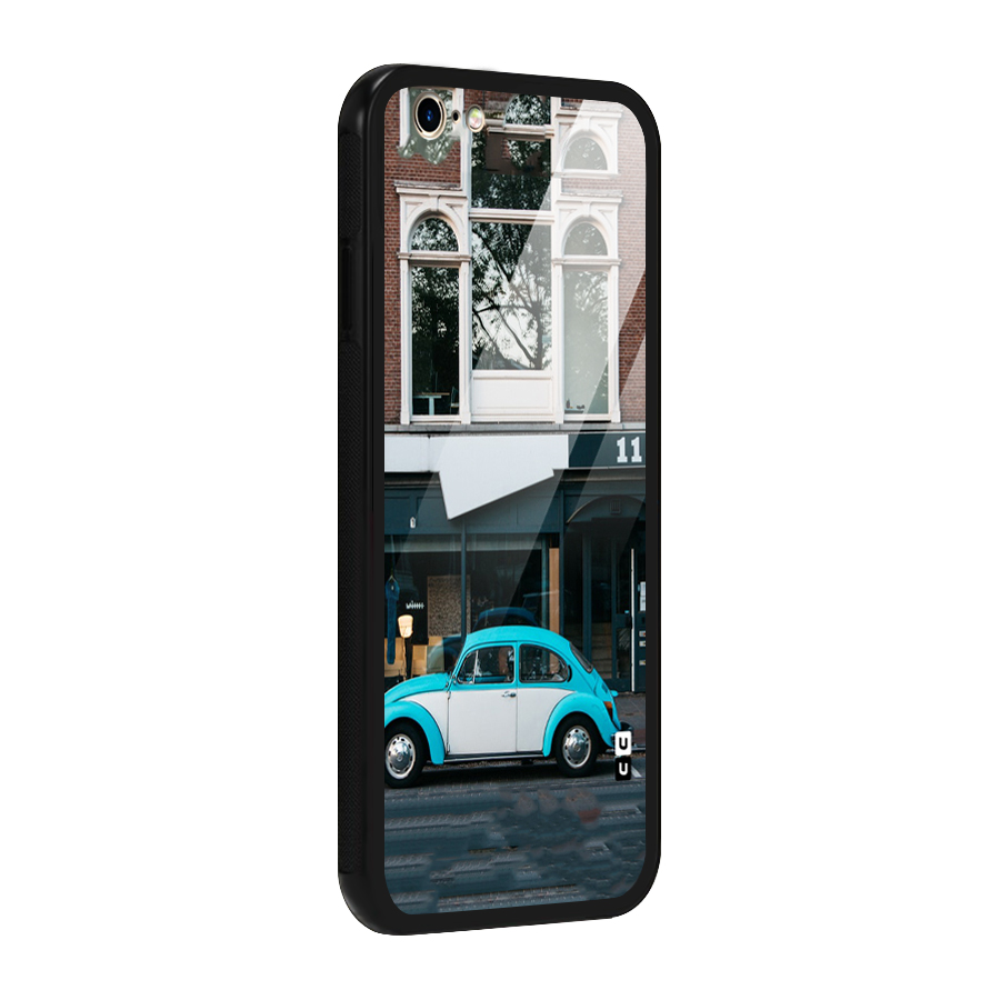 Mini Blue Car Glass Back Case for iPhone 6 6S