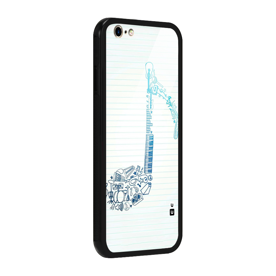 Music Note Design Glass Back Case for iPhone 6 6S