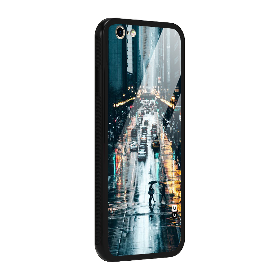 NY Streets Rainy Glass Back Case for iPhone 6 6S