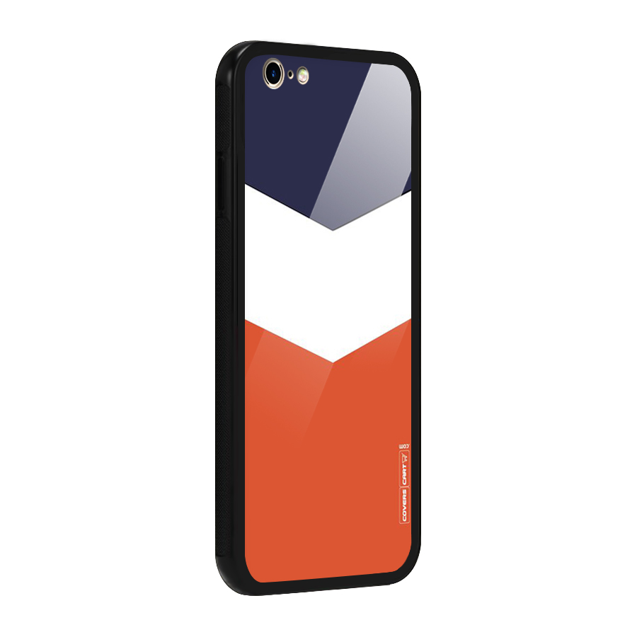 Navy Blue White Orange Arrow Glass Back Case for iPhone 6 6S