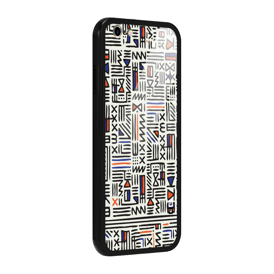 Orange Blue Number Glass Back Case for iPhone 6 6S
