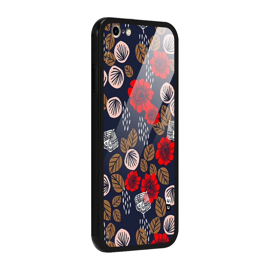 Orange Flora Glass Back Case for iPhone 6 6S